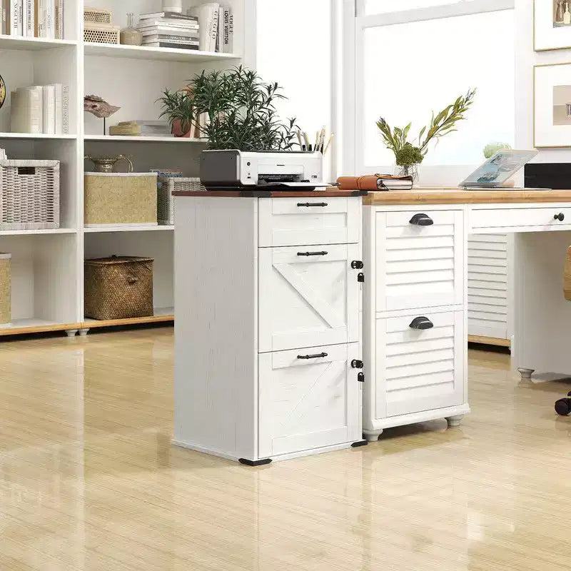 Karl Home 3-Drawer White Particle Board 17.72in. W Vertical File Cabinet