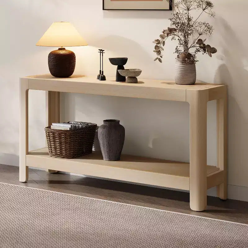 Tavolo Consolle Modern Farmhouse in Legno con Ripiano Aperto