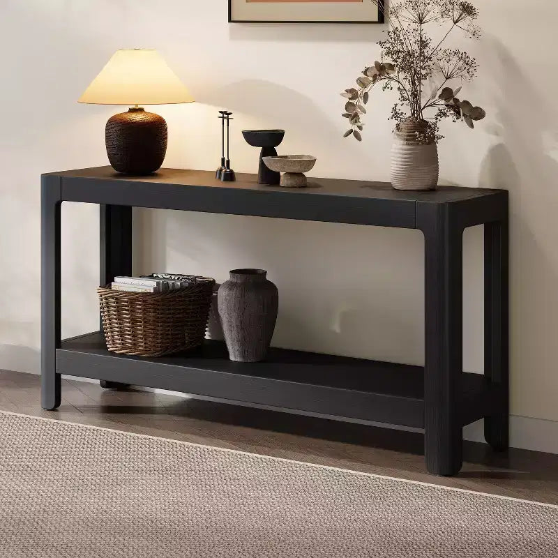 Tavolo Consolle Modern Farmhouse in Legno con Ripiano Aperto