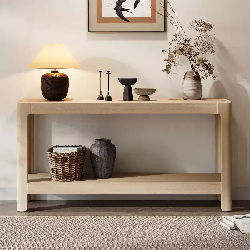 Tavolo Consolle Modern Farmhouse in Legno con Ripiano Aperto