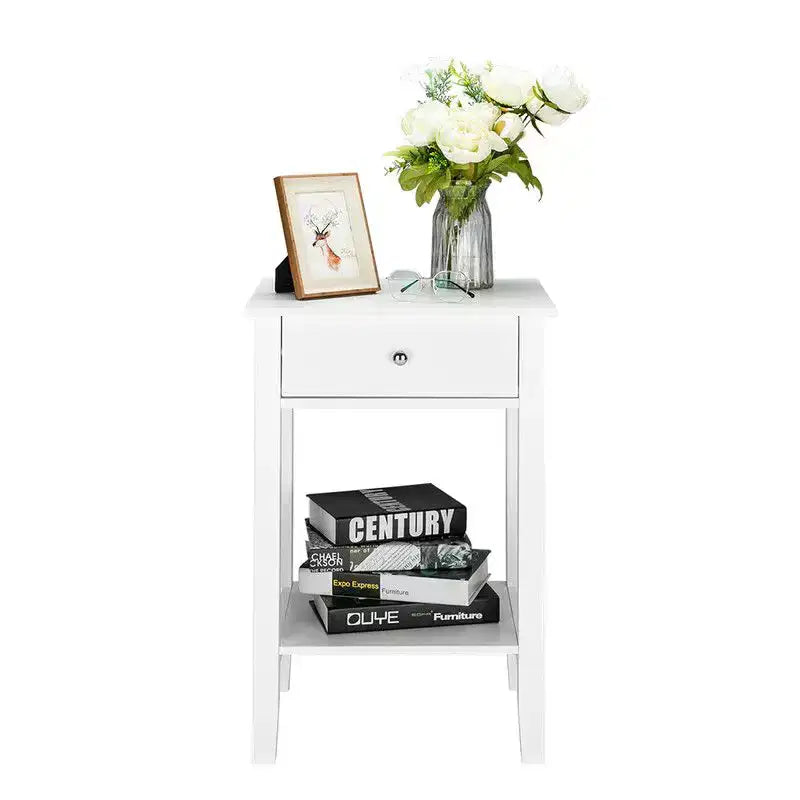 Comodino Moderno da 46 cm con Cassetto, Tavolino da Notse Minimalista