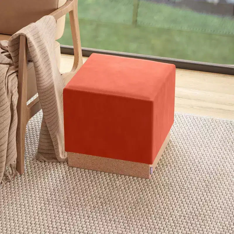 Pouf Contenitore Cubo in Tessuto di Sughero