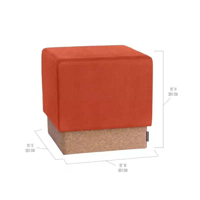 Pouf Contenitore Cubo in Tessuto di Sughero