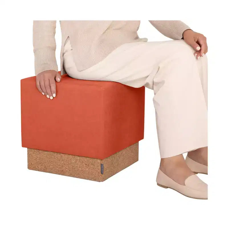 Pouf Contenitore Cubo in Tessuto di Sughero