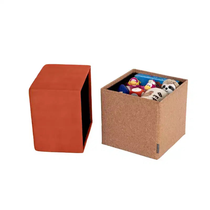Pouf Contenitore Cubo in Tessuto di Sughero