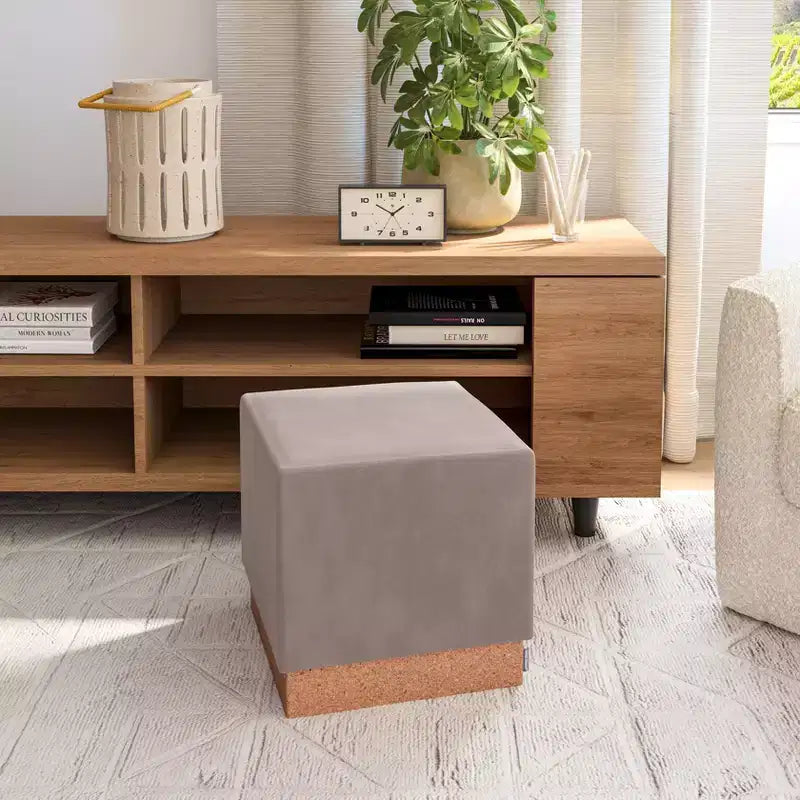 Pouf Contenitore Cubo in Tessuto di Sughero