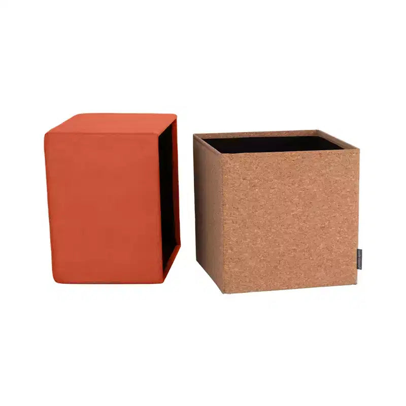 Pouf Contenitore Cubo in Tessuto di Sughero