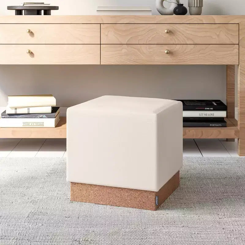 Pouf Contenitore Cubo in Tessuto di Sughero