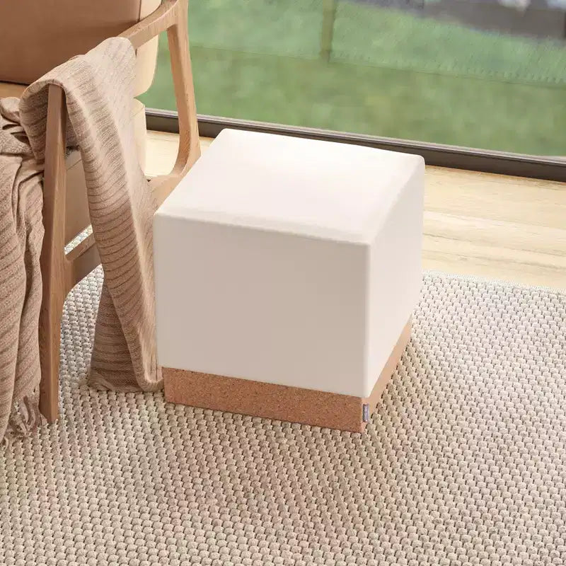 Pouf Contenitore Cubo in Tessuto di Sughero