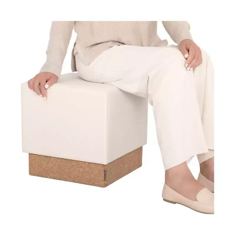 Pouf Contenitore Cubo in Tessuto di Sughero