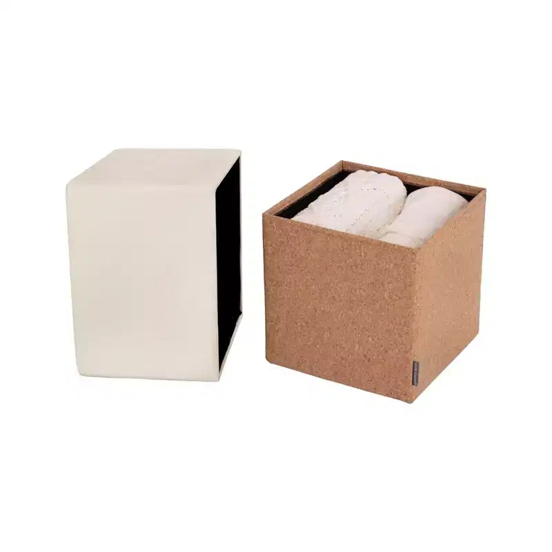 Pouf Contenitore Cubo in Tessuto di Sughero