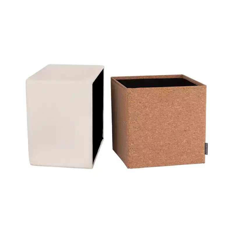 Pouf Contenitore Cubo in Tessuto di Sughero