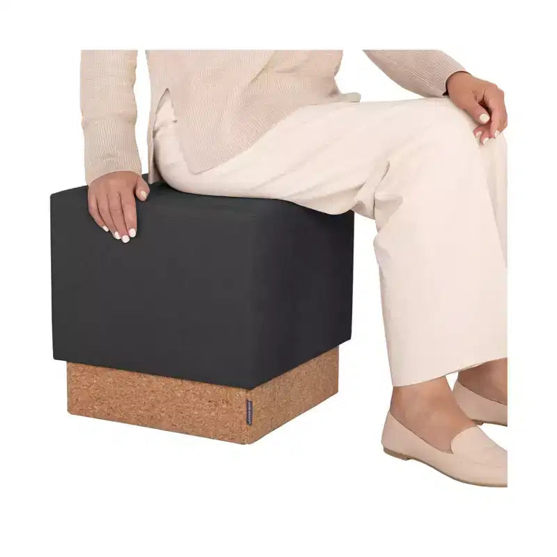 Pouf Contenitore Cubo in Tessuto di Sughero