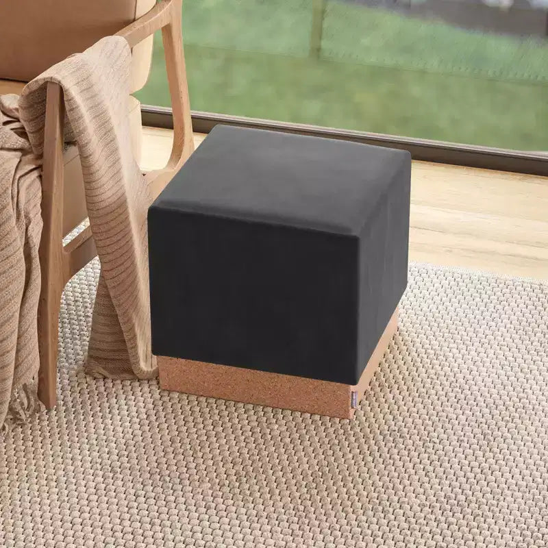 Pouf Contenitore Cubo in Tessuto di Sughero