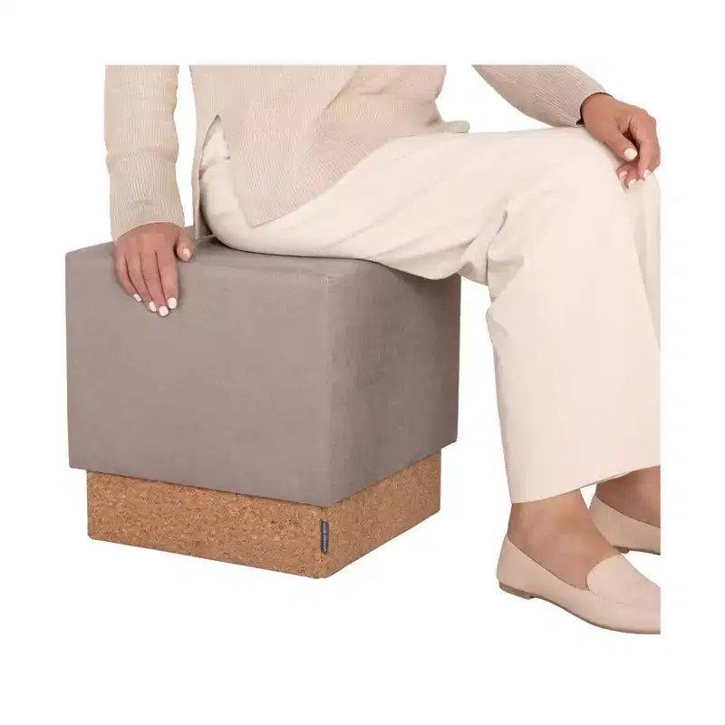 Pouf Contenitore Cubo in Tessuto di Sughero
