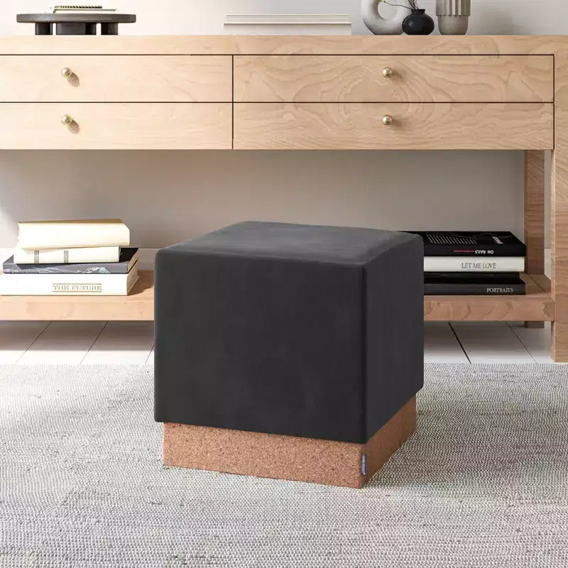 Pouf Contenitore Cubo in Tessuto di Sughero
