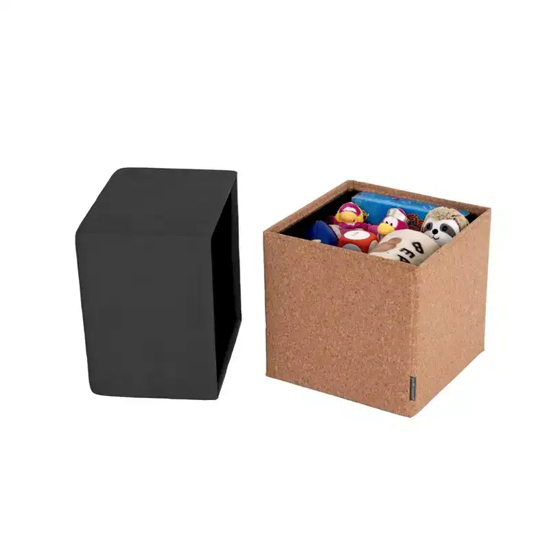 Pouf Contenitore Cubo in Tessuto di Sughero