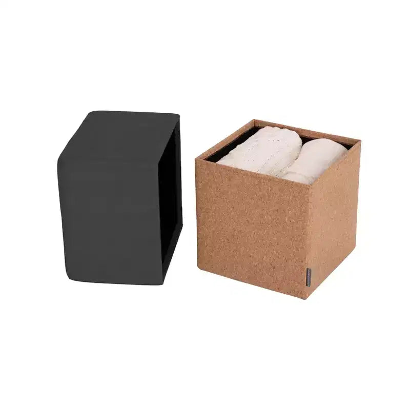 Pouf Contenitore Cubo in Tessuto di Sughero
