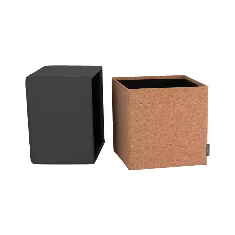 Pouf Contenitore Cubo in Tessuto di Sughero