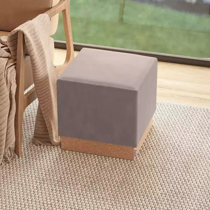 Pouf Contenitore Cubo in Tessuto di Sughero