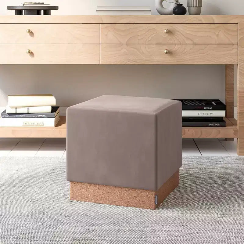 Pouf Contenitore Cubo in Tessuto di Sughero