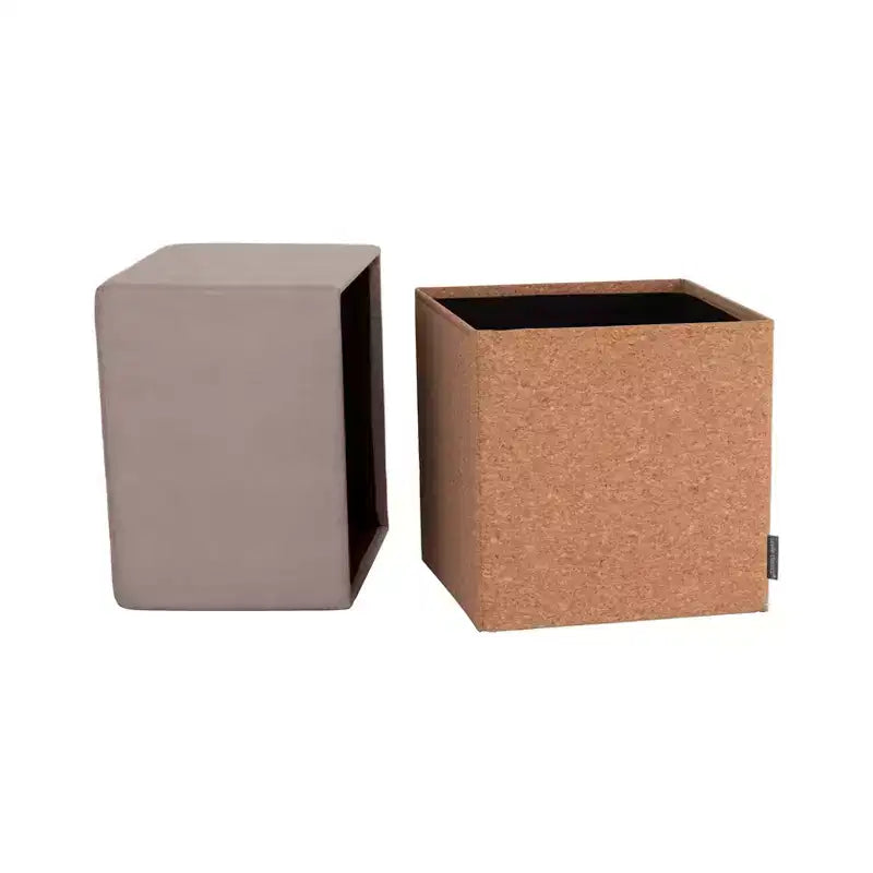 Pouf Contenitore Cubo in Tessuto di Sughero