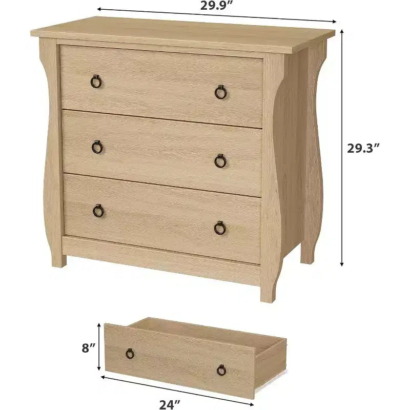 Cassettiera a 3 cassetti Comò alto moderno Boho con gambe curve, dettagli in rattan e contenitore versatile per camera da letto, soggiorno, ingresso o balcone