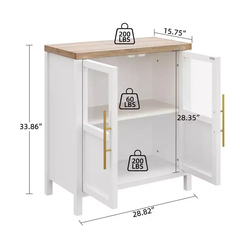 Credenza a Buffet con 2 Ante in Vetro - Armadio Contenitore Grande da 74 cm, Stile Moderno Rustico, Adatta per Cucina, Sala da Pranzo e Soggiorno