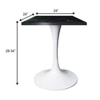 Tavolo da pranzo quadrato da 24", piano moderno in MDF con base a piedistallo bianca