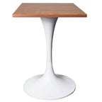Tavolo da pranzo quadrato da 24", piano moderno in MDF con base a piedistallo bianca