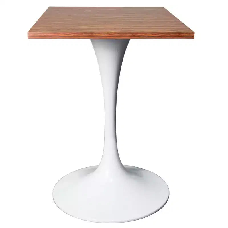 Tavolo da pranzo quadrato da 24", piano moderno in MDF con base a piedistallo bianca