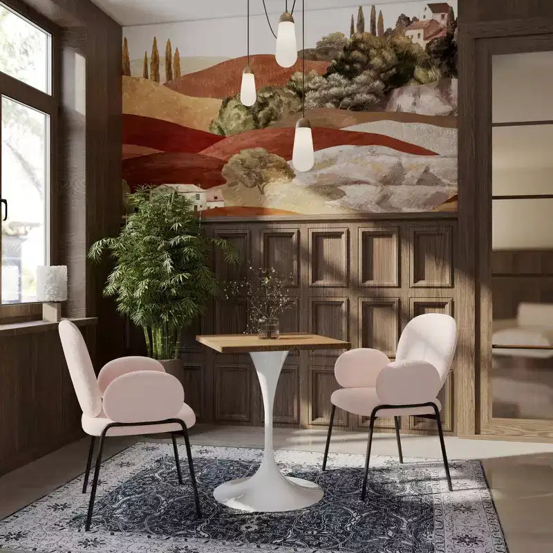 Tavolo da pranzo quadrato da 24", piano moderno in MDF con base a piedistallo bianca