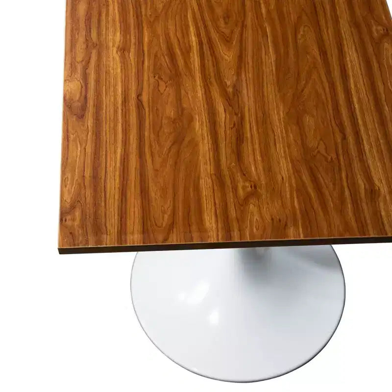 Tavolo da pranzo quadrato da 24", piano moderno in MDF con base a piedistallo bianca
