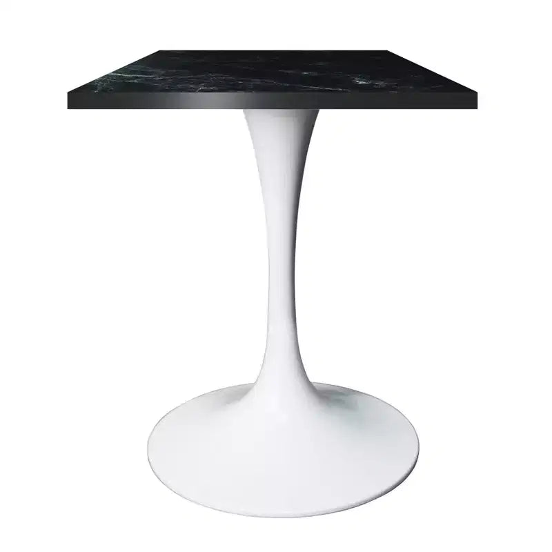 Tavolo da pranzo quadrato da 24", piano moderno in MDF con base a piedistallo bianca