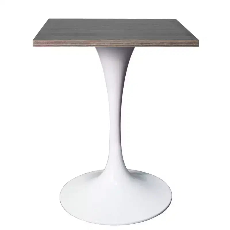 Tavolo da pranzo quadrato da 24", piano moderno in MDF con base a piedistallo bianca