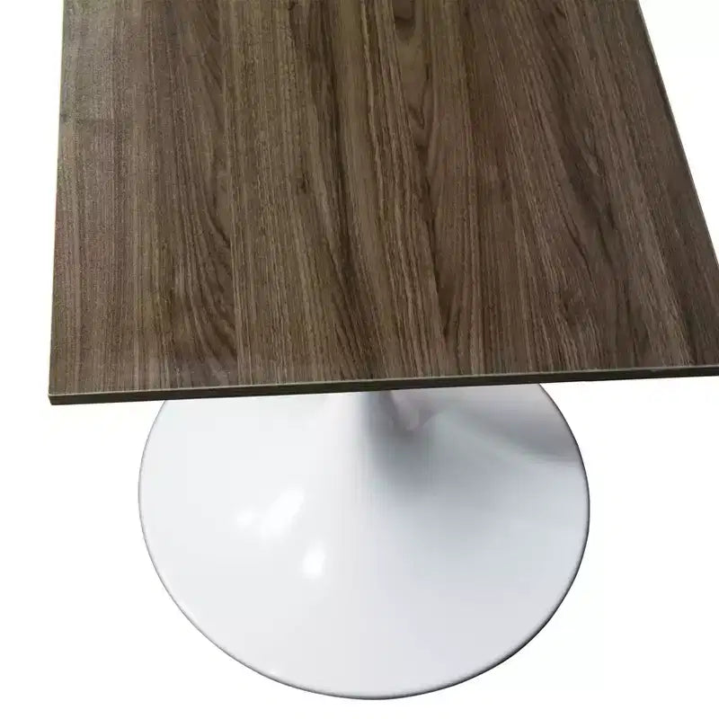 Tavolo da pranzo quadrato da 24", piano moderno in MDF con base a piedistallo bianca