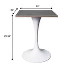 Tavolo da pranzo quadrato da 24", piano moderno in MDF con base a piedistallo bianca