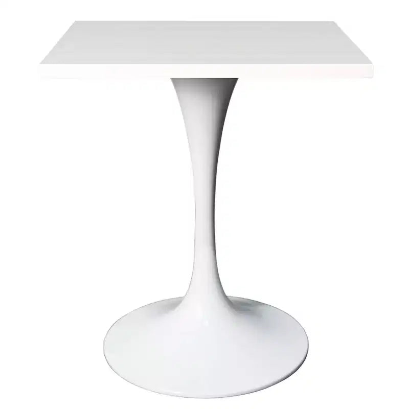 Tavolo da pranzo quadrato da 24", piano moderno in MDF con base a piedistallo bianca