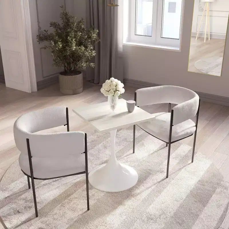 Tavolo da pranzo quadrato da 24", piano moderno in MDF con base a piedistallo bianca