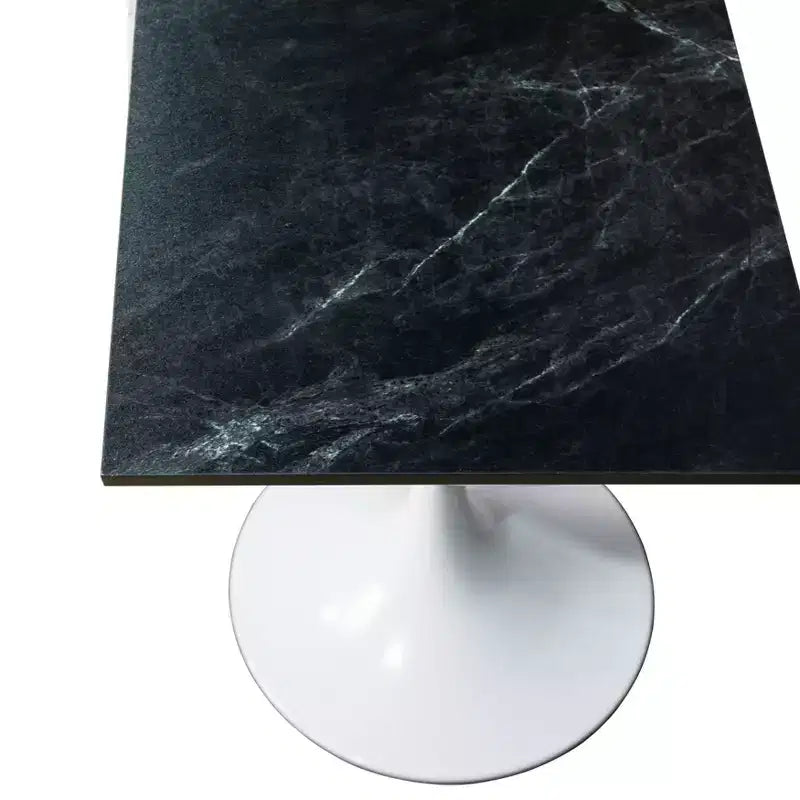 Tavolo da pranzo quadrato da 24", piano moderno in MDF con base a piedistallo bianca