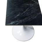 Tavolo da pranzo quadrato da 24", piano moderno in MDF con base a piedistallo bianca