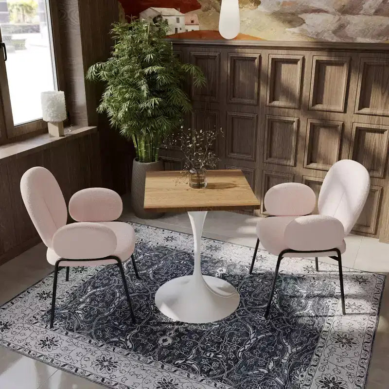 Tavolo da pranzo quadrato da 24", piano moderno in MDF con base a piedistallo bianca