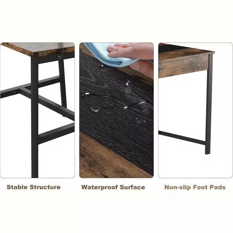 Set da pranzo per 4 con panca, con scaffale portaoggetti, cassetti, sedie da pranzo in legno, design moderno compatto, tavolo da pranzo multifunzionale