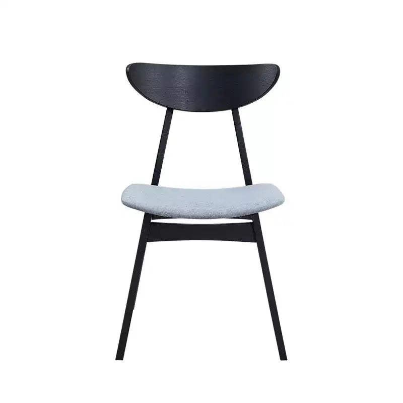 Set di 2 sedie da pranzo imbottite con struttura in legno massello di Hevea, nero/noce/rovere