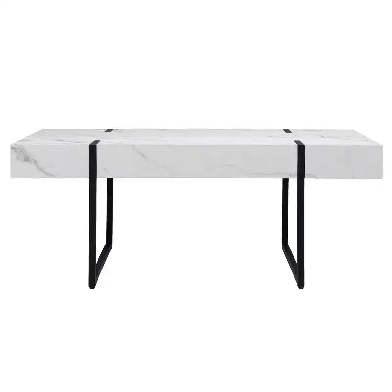 Rangley Modern Faux Marble Cocktail Table - White - SEI