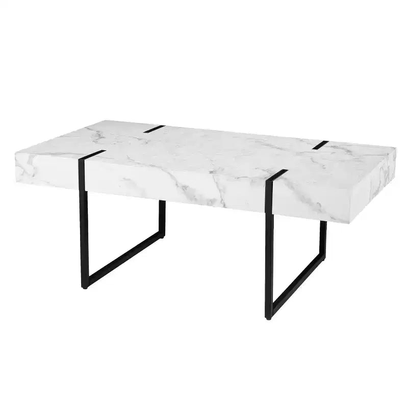 Tavolino moderno effetto marmo, bianco
