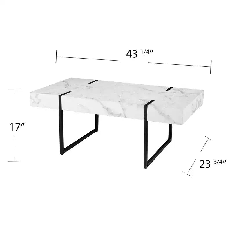 Tavolino moderno effetto marmo, bianco
