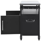 Isola da cucina esterna da 138,4 cm con piano in acciaio inox, portapezie e portasciugamani, nera
