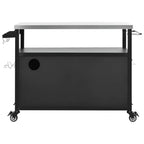 Isola da cucina esterna da 138,4 cm con piano in acciaio inox, portapezie e portasciugamani, nera