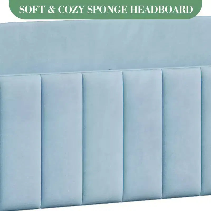 Struttura letto singola con testiera libreria, imbottita in velluto - Supporto a doghe in legno, silenziosa, non necessita di box spring, facile da montare